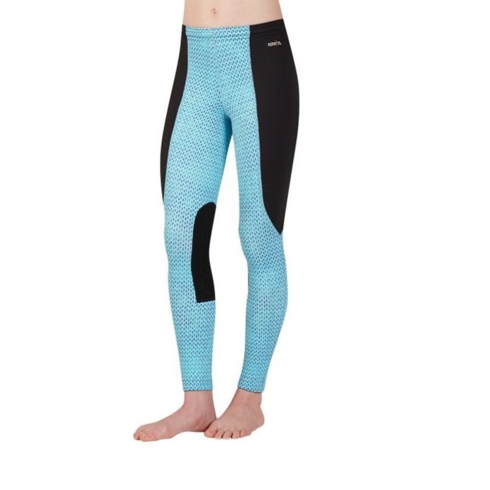 Kerrits Riding Tights Kids‎ Medium Blue Black Geometric Knee Patch Breeches